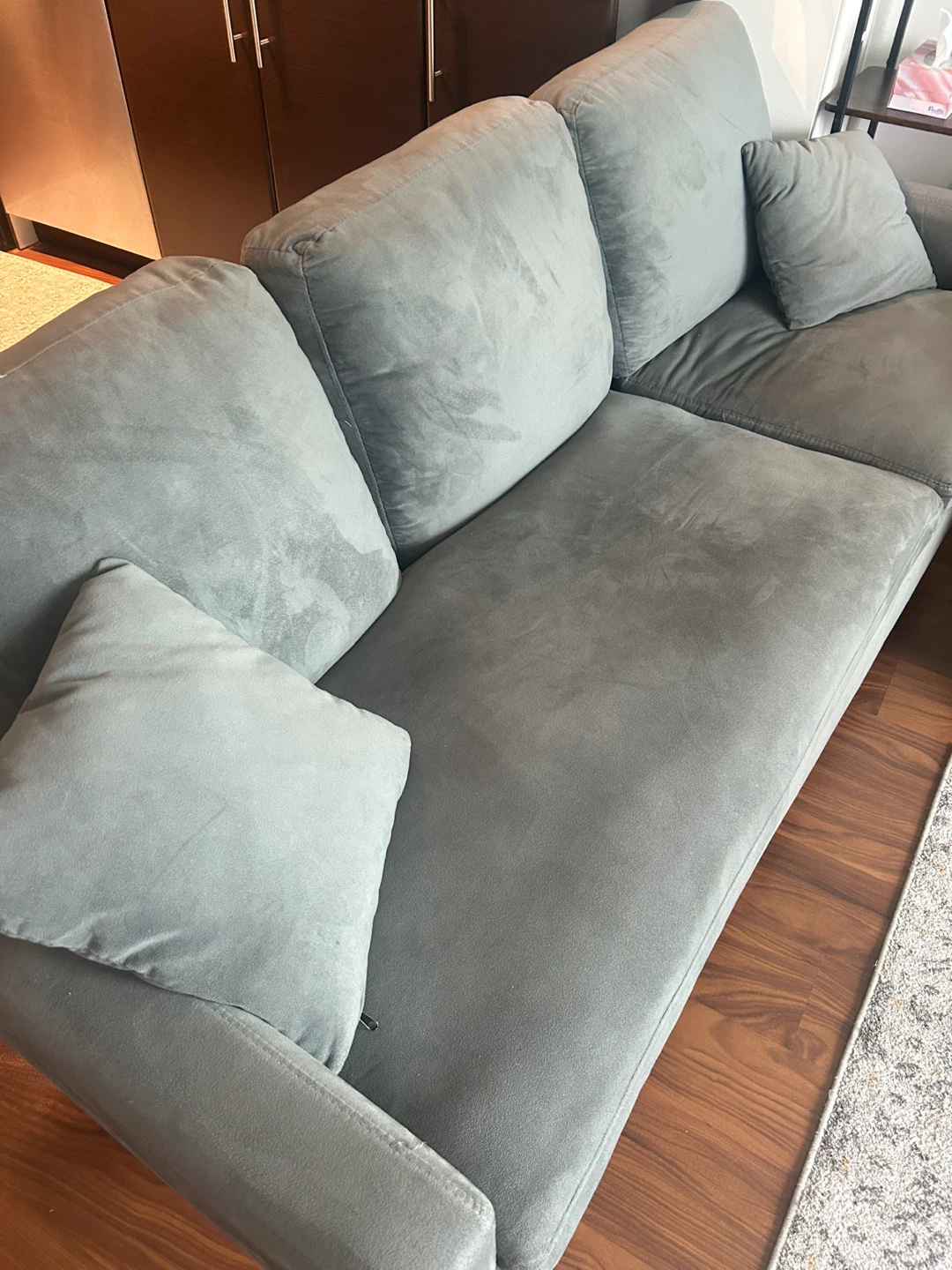 Blue Velvet Mid-Century Style Sofa - photo 2