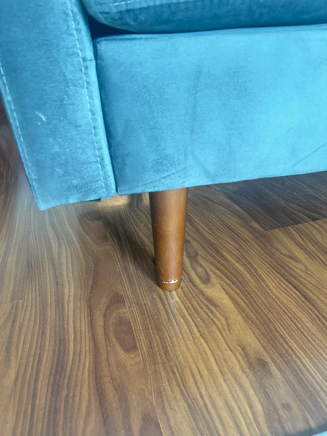 Blue Velvet Mid-Century Style Sofa - photo 3