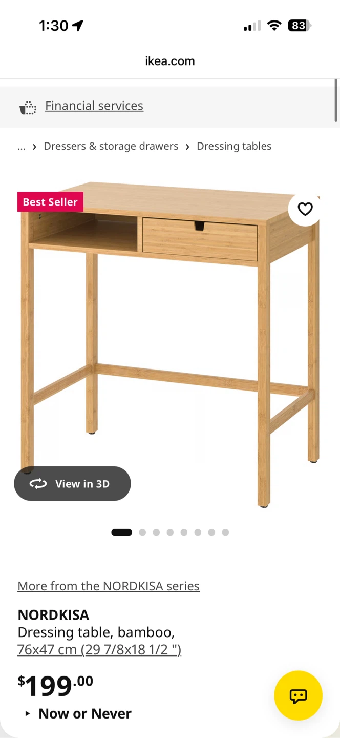 IKEA NORDKISA Bamboo Dressing Table - photo 3