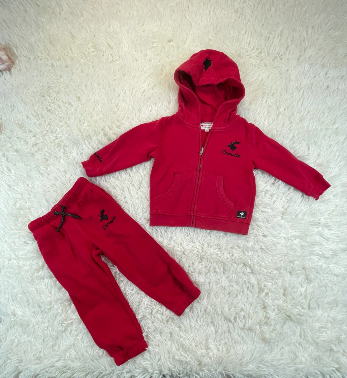 2T Canadiana Toddler Red Jogger Set