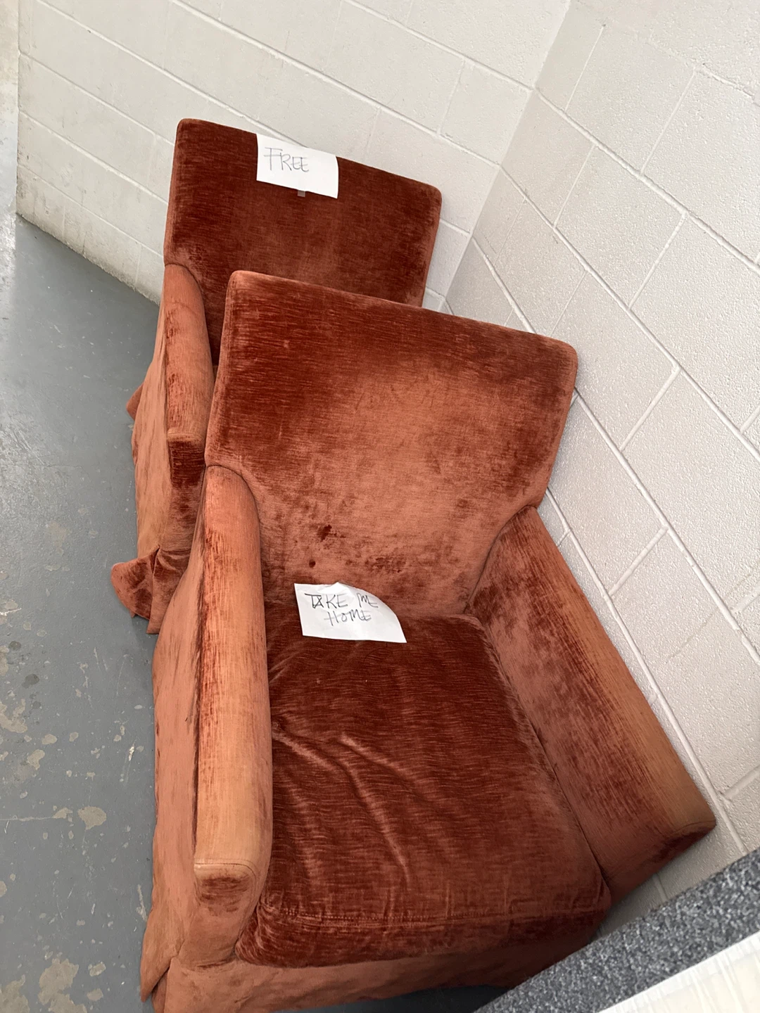 Two Rust-Colored Armchairs