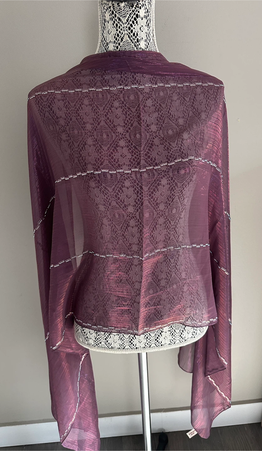 Purple Shimmer Shawl with Rhinestones
