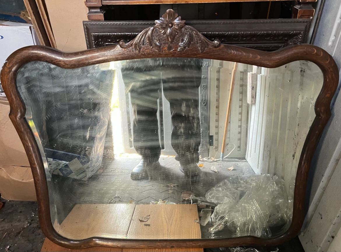 Vintage Carved Wood Wall Mirror