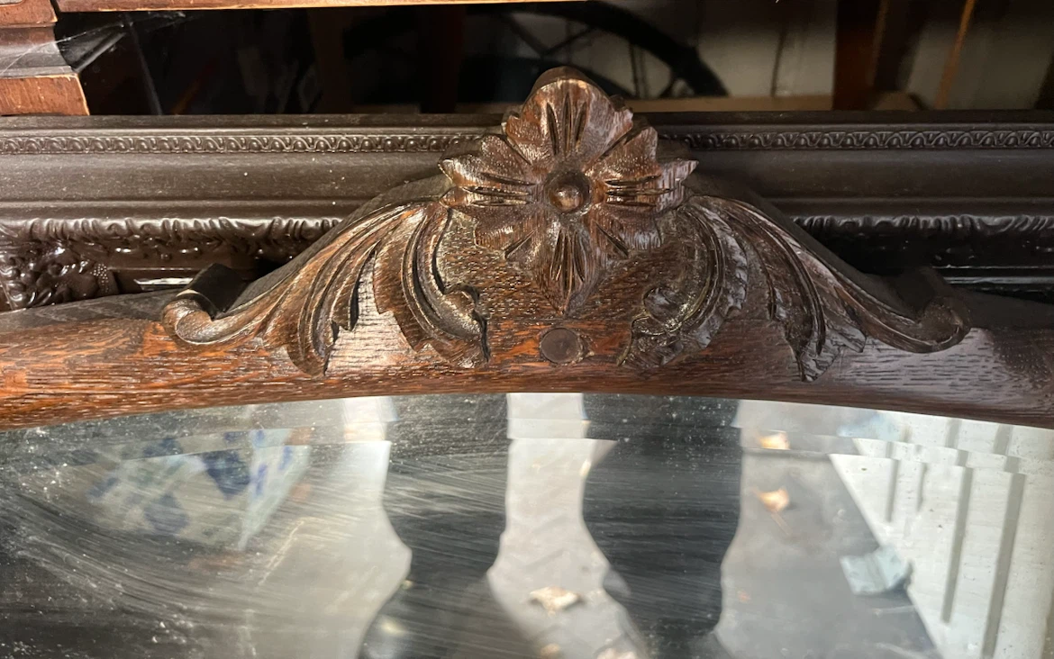 Vintage Carved Wood Wall Mirror - photo 2