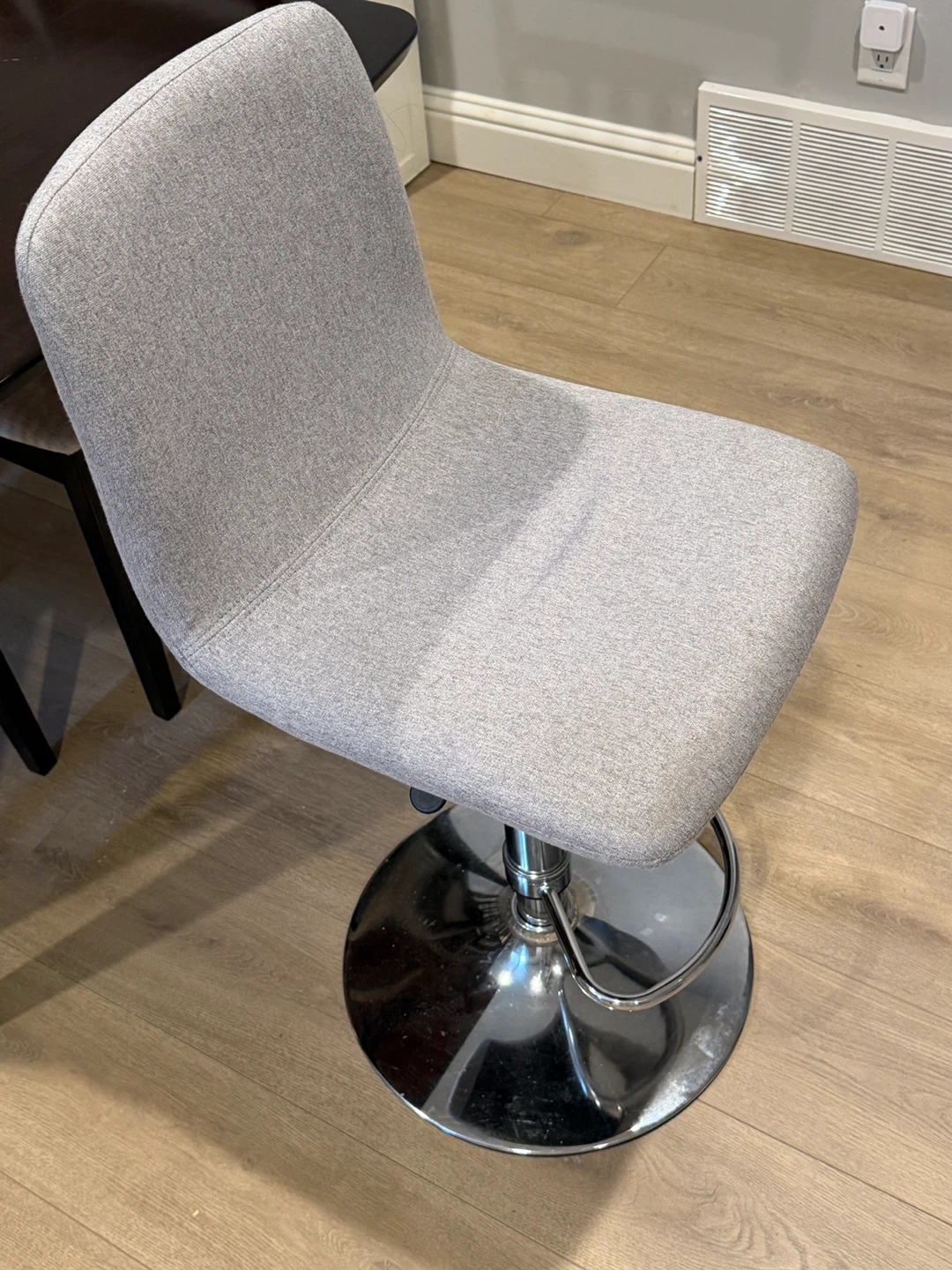 Set of Two Adjustable Grey Fabric Bar Stools - photo 2