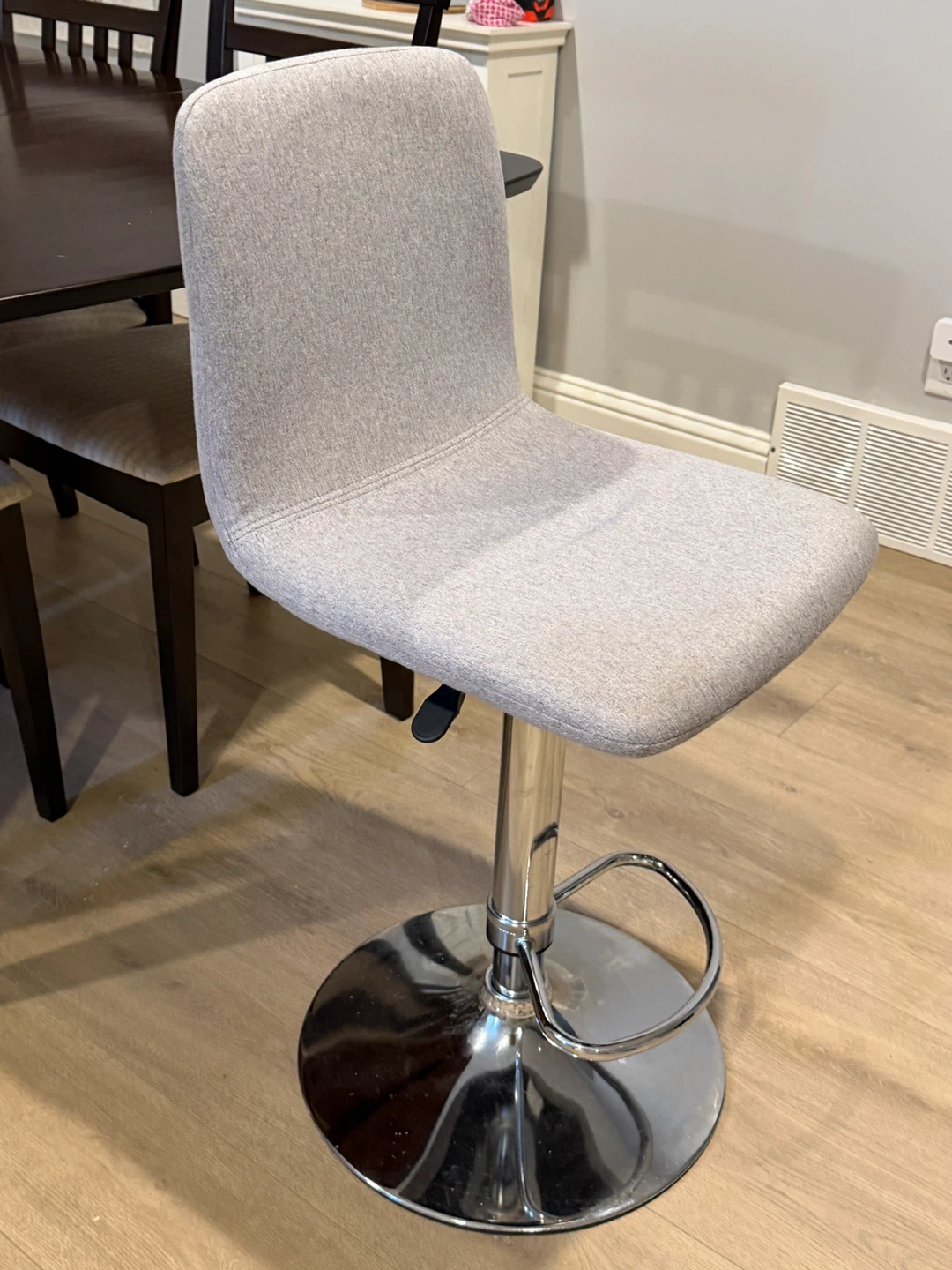 Set of Two Adjustable Grey Fabric Bar Stools - photo 3