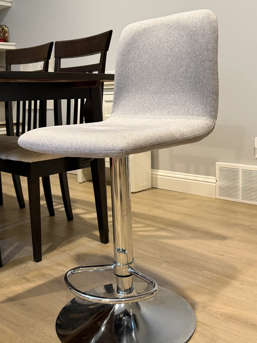 Set of Two Adjustable Grey Fabric Bar Stools - photo 4