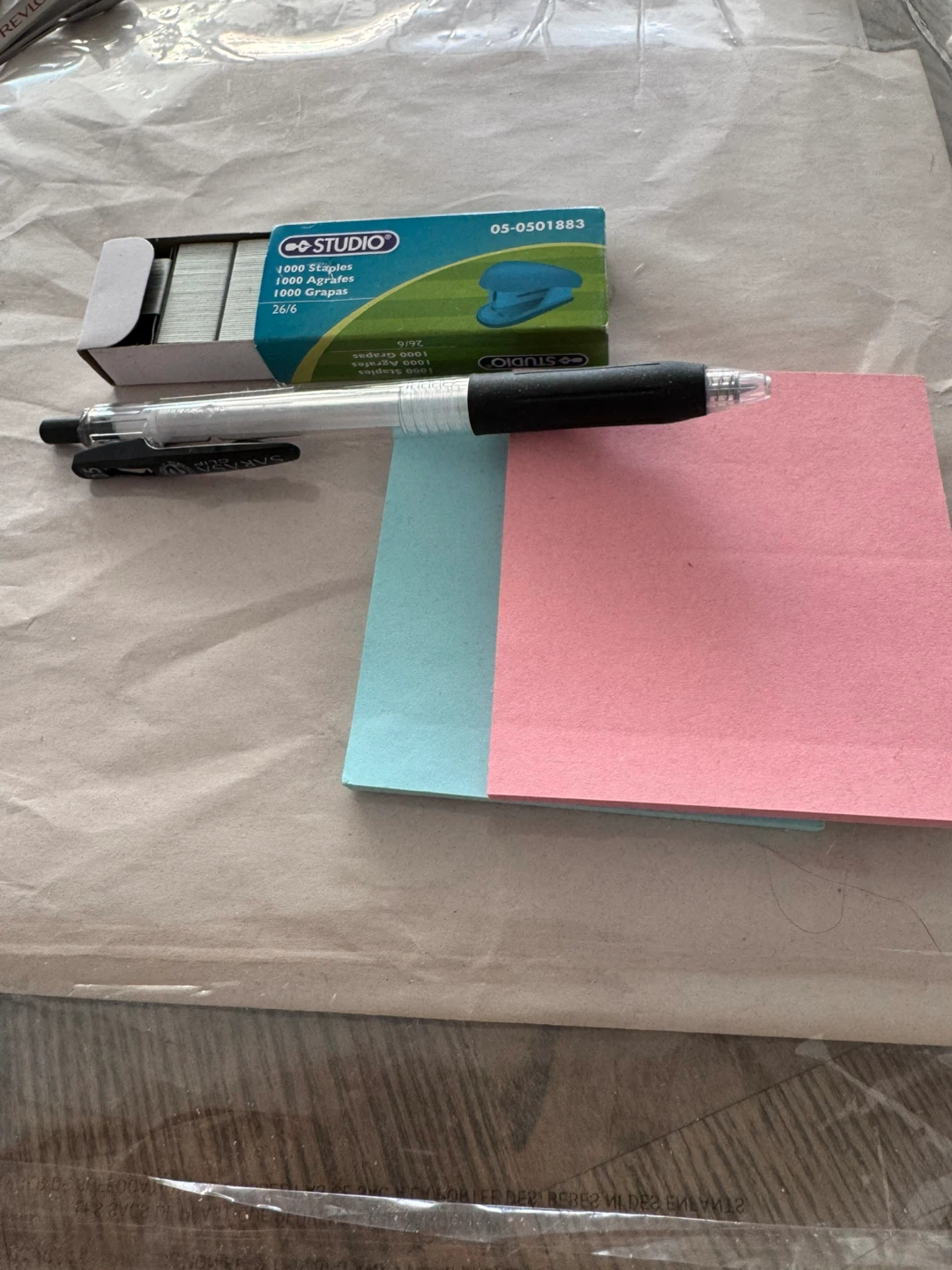 Stationery Set with Staples, Pen and Sticky Notes