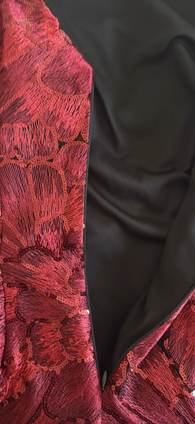 Red Sequin Floral Sleeveless Dress - photo 3