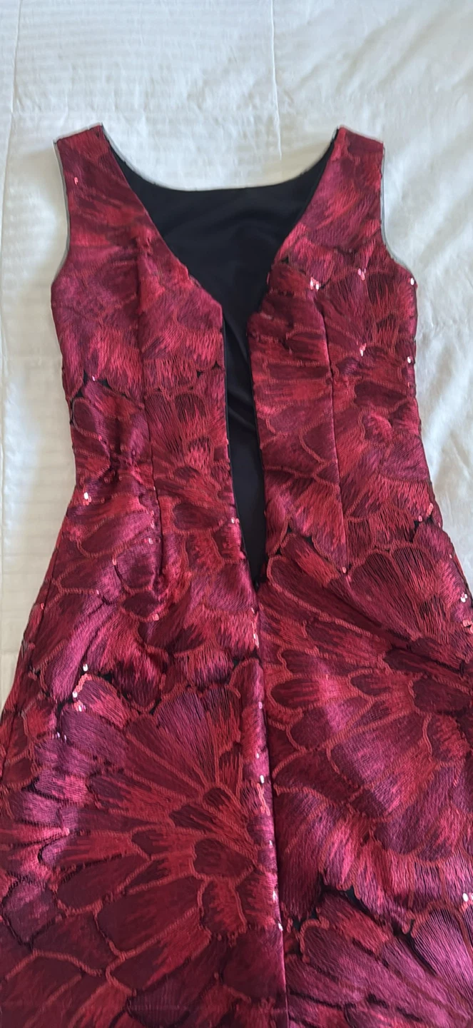 Red Sequin Floral Sleeveless Dress - photo 4