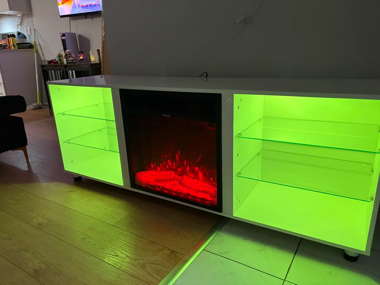 White LED Fireplace Media Console - photo 3