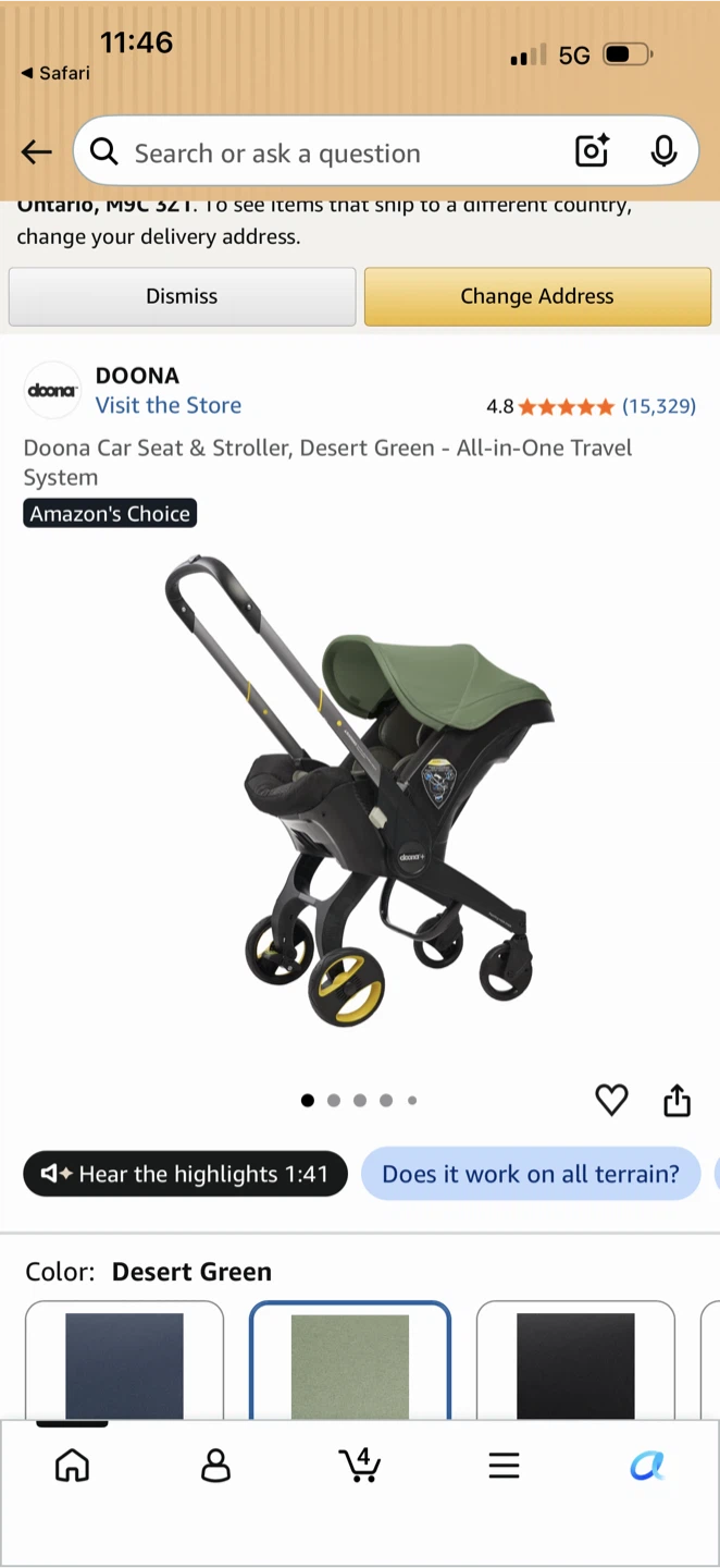 Doona Car Seat & Stroller - Desert Green