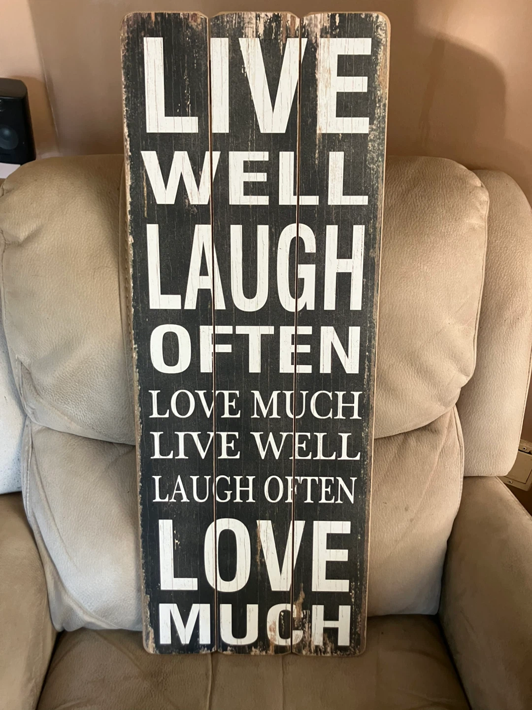 Live Well Laugh Often Wood Wall Sign