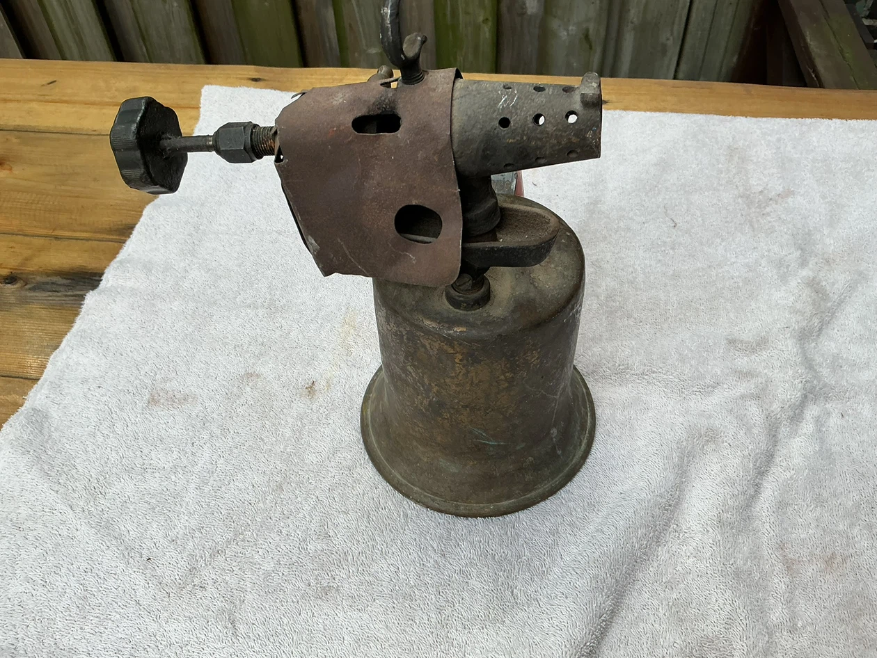 Vintage Brass Blowtorch with Red Handle !