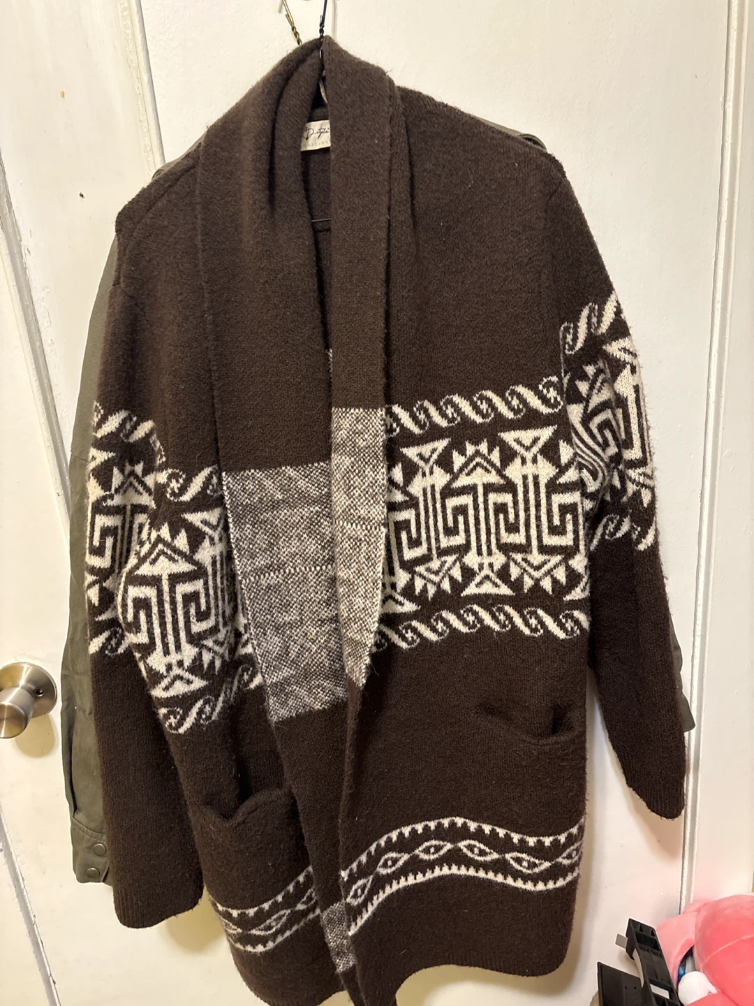 RD Style Brown Patterned Cardigan