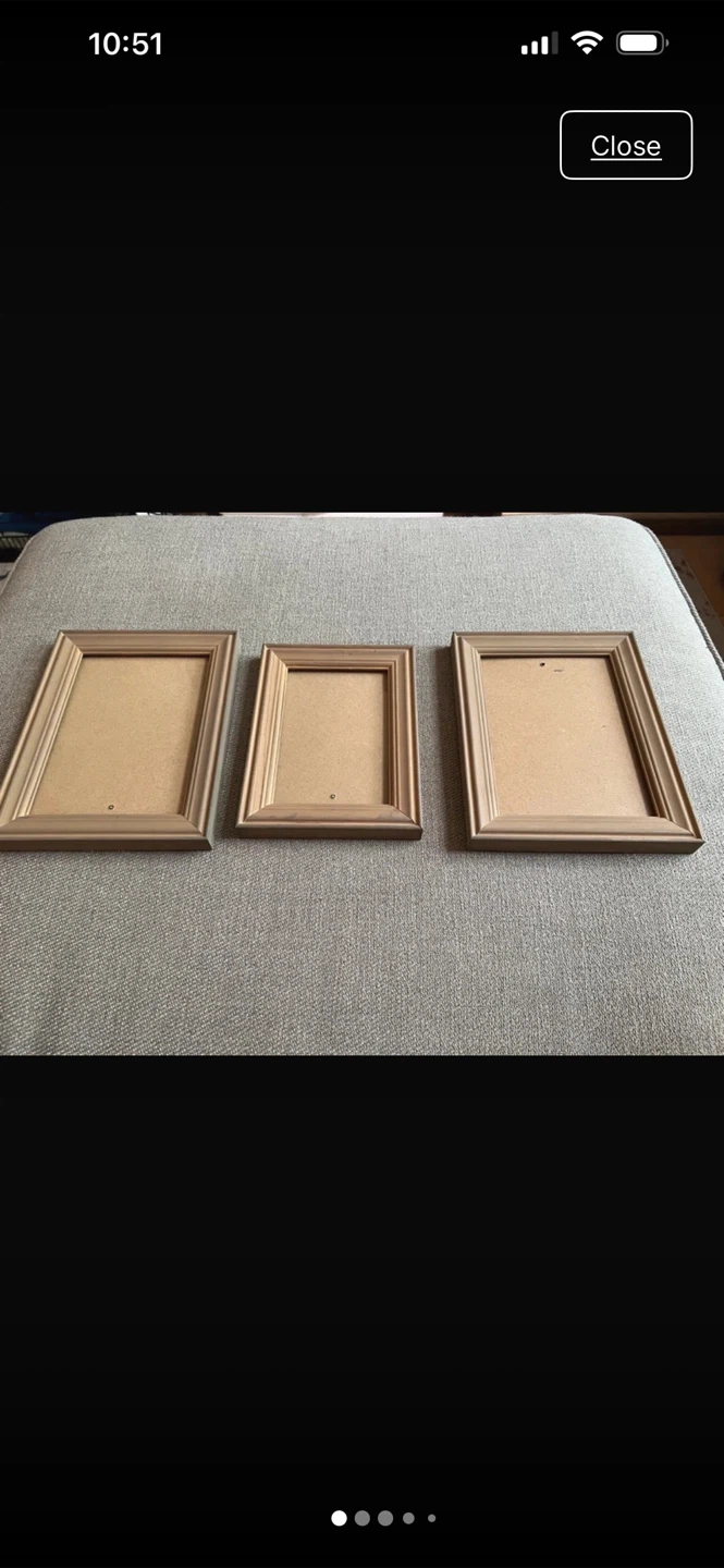 Set of Three Wooden Picture Frames