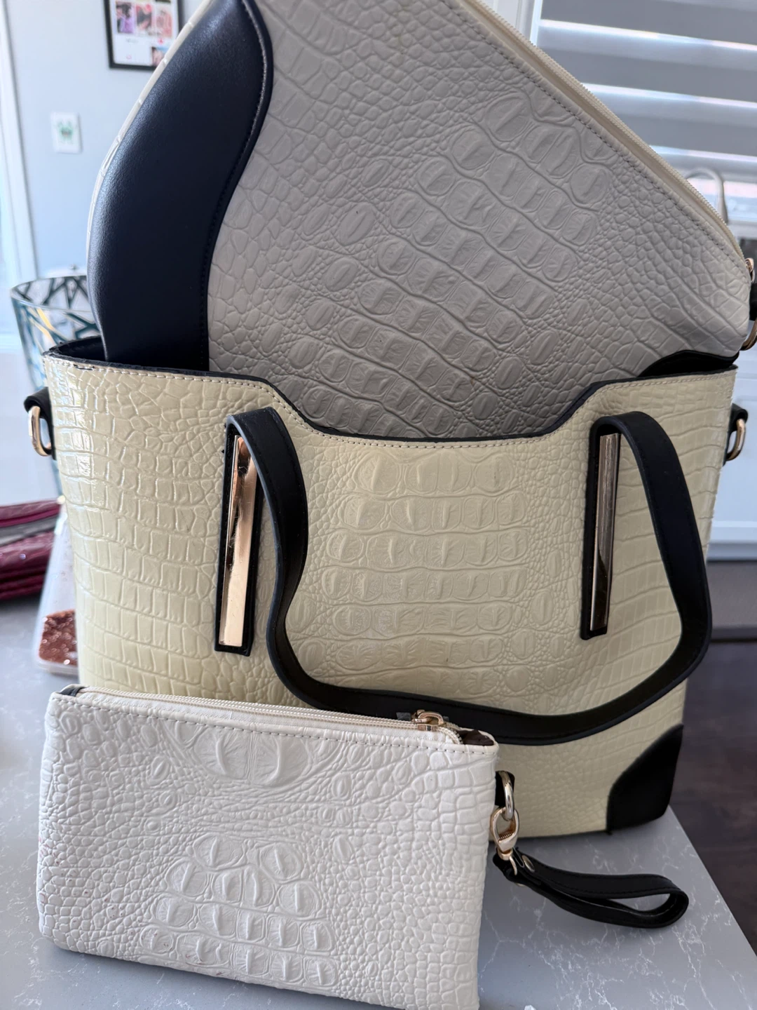 Crocodile Pattern Tote Bag Set - photo 5