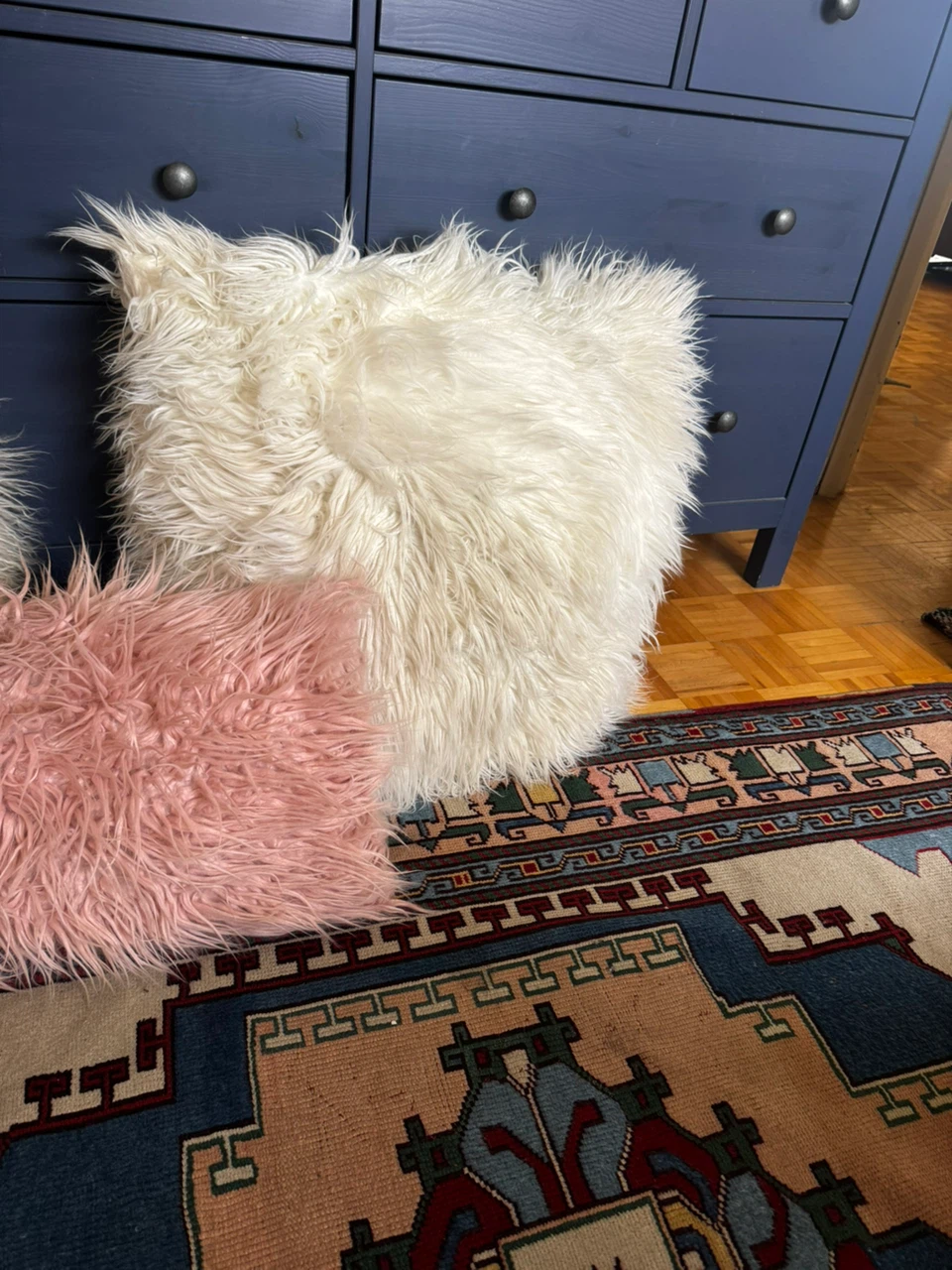 Set of Three Shag Throw Pillows - photo 3