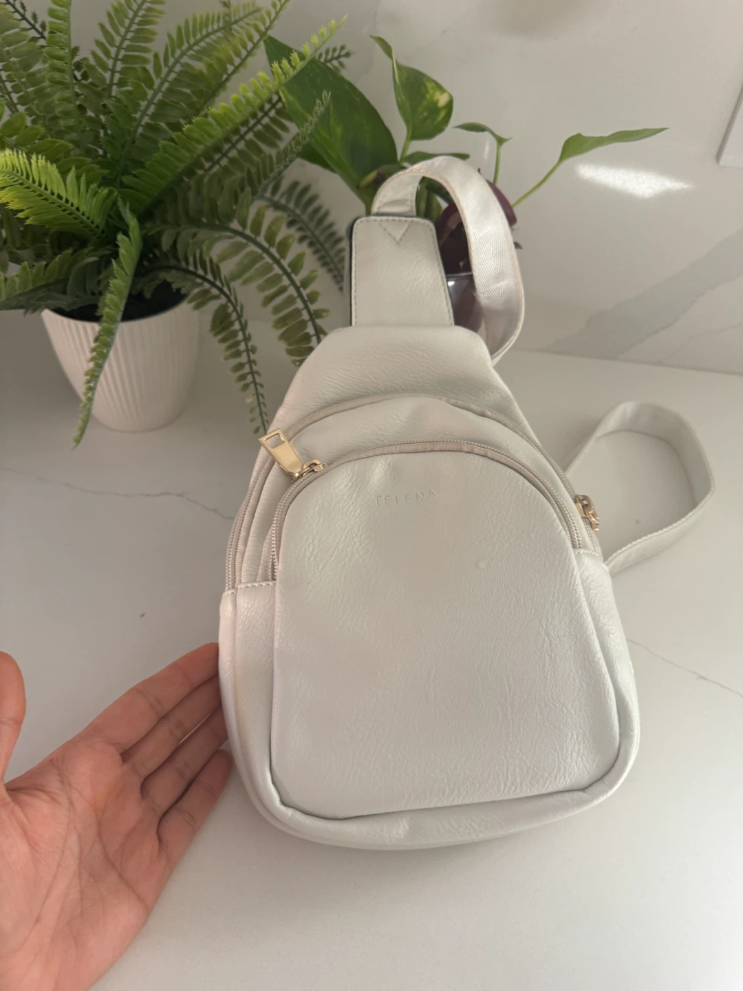 Telena White Sling Backpack