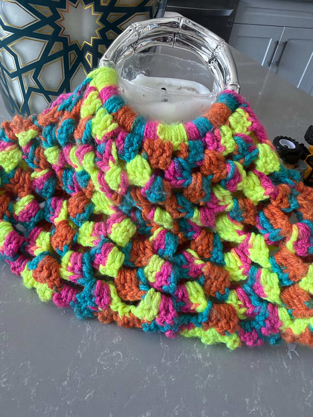 Handmade Multi-Coloured Crochet Bag