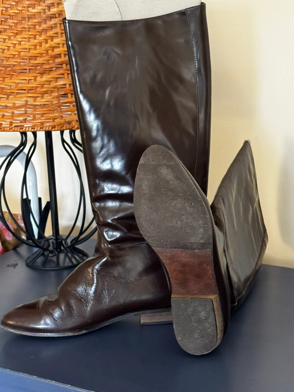 Dark Brown Knee-High Leather Boots - photo 2