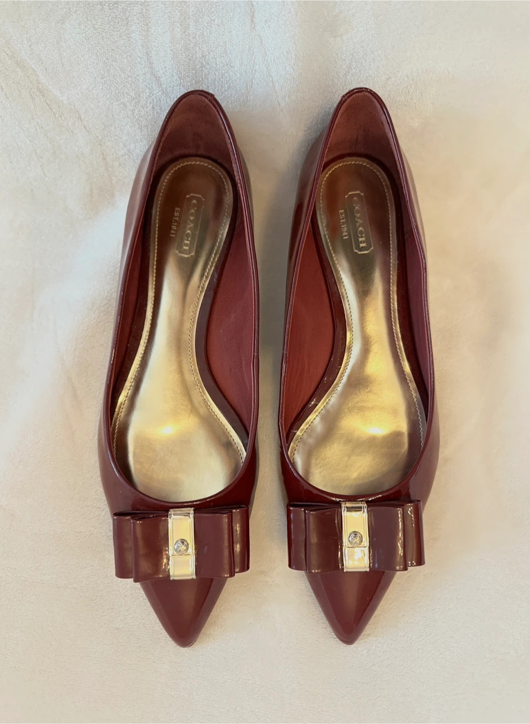 Coach Burgundy Patent Leather Flats / size 8.5