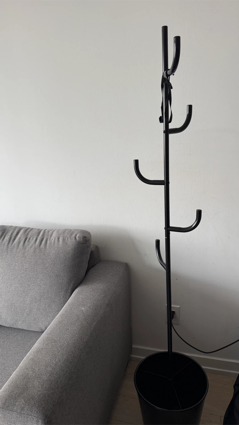 Ikea Black Standing Coat Rack with Umbrella Stand