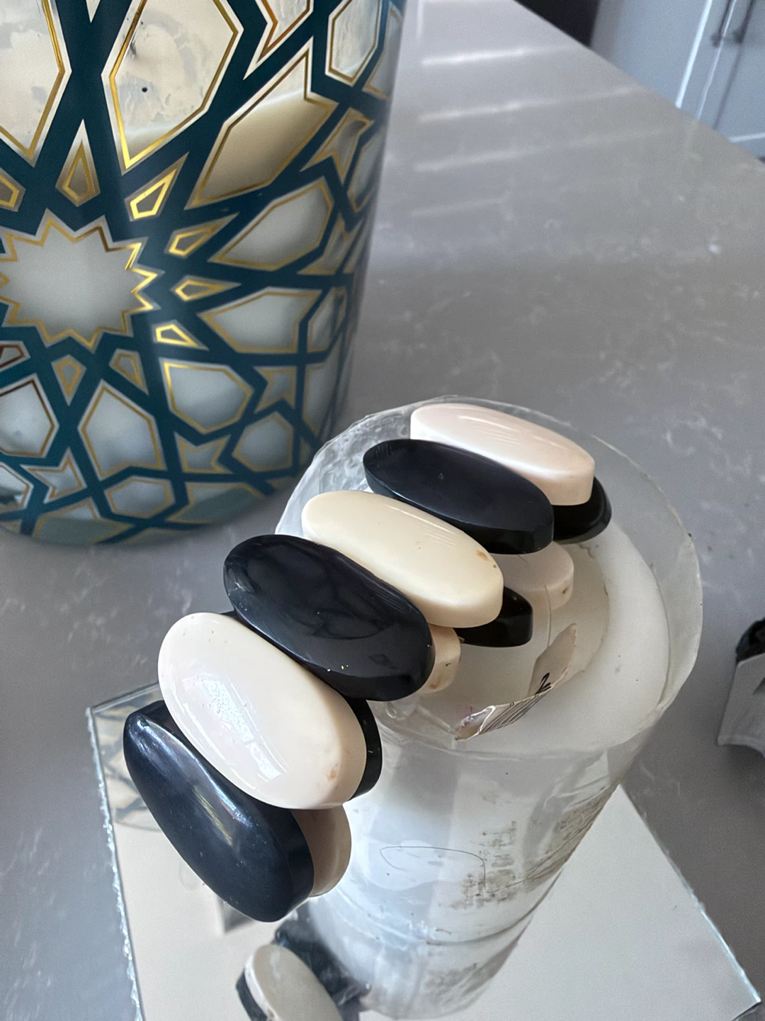 Black and white oval link bracelet