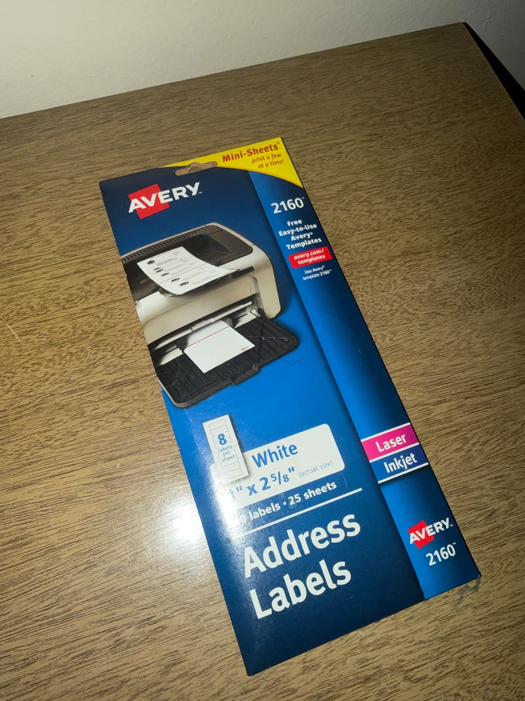 Avery 2160 White Address Labels 200 Count