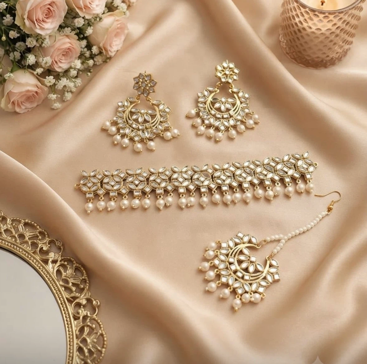 Kundan and Pearl Jewellery Set