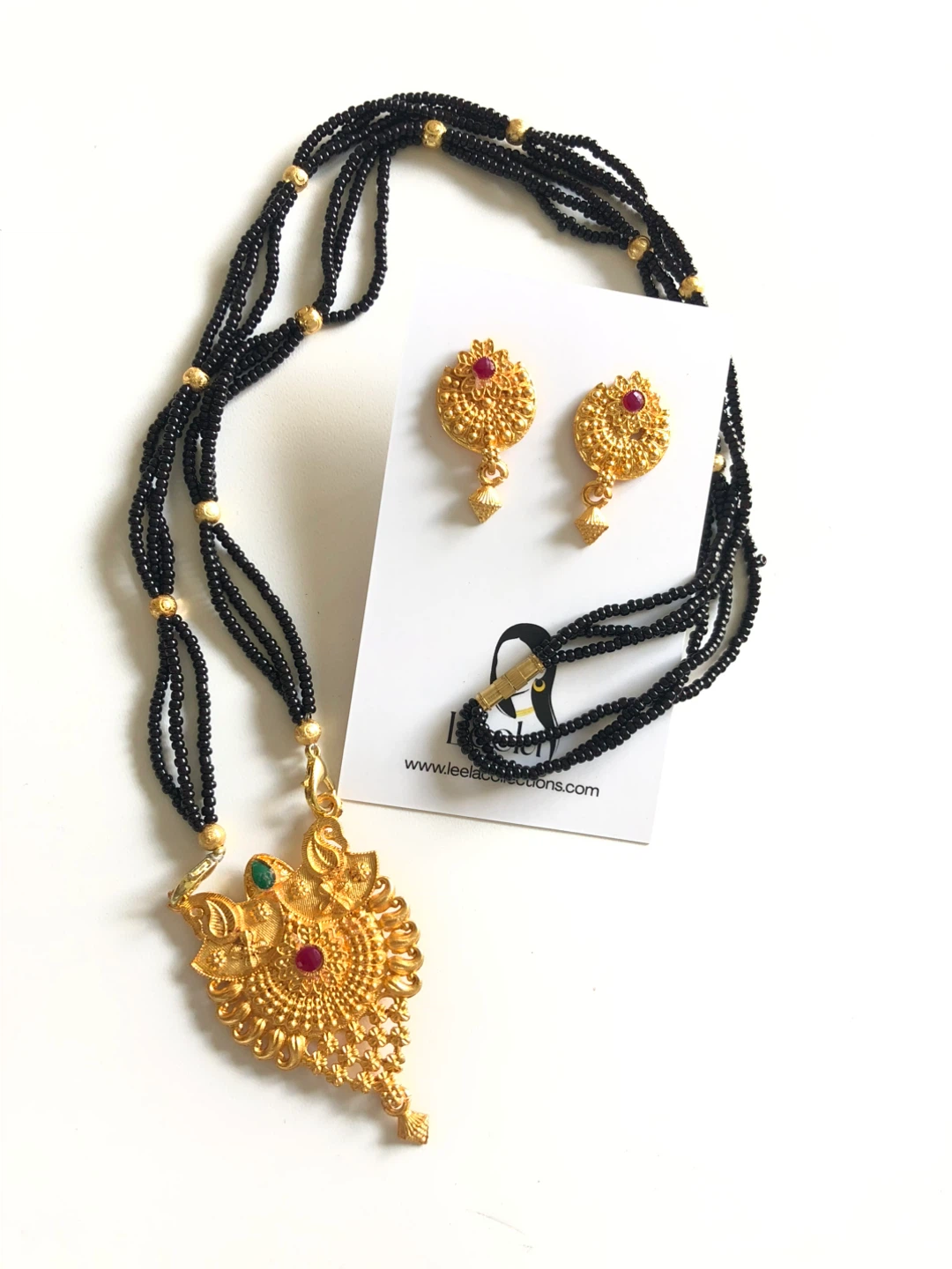 Leela Collections Beaded Necklace and Earring Set