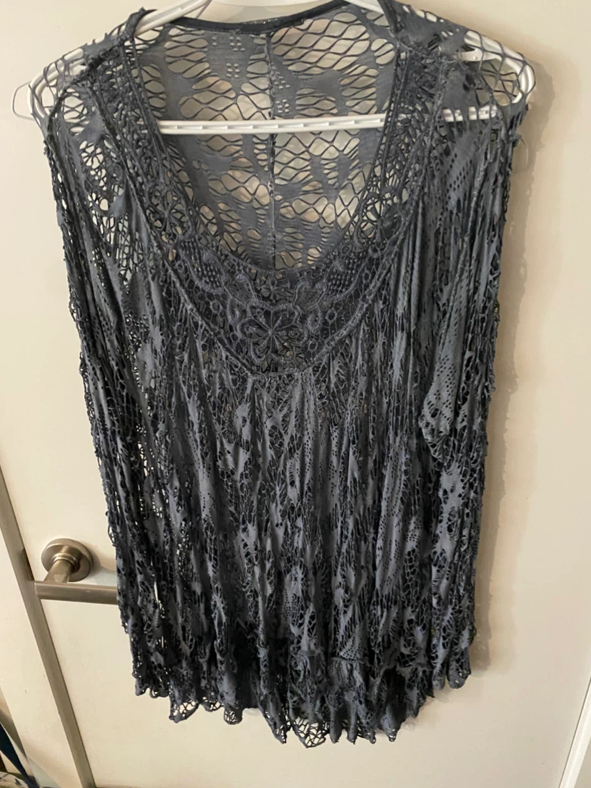 Grey Lace Long Sleeve Top