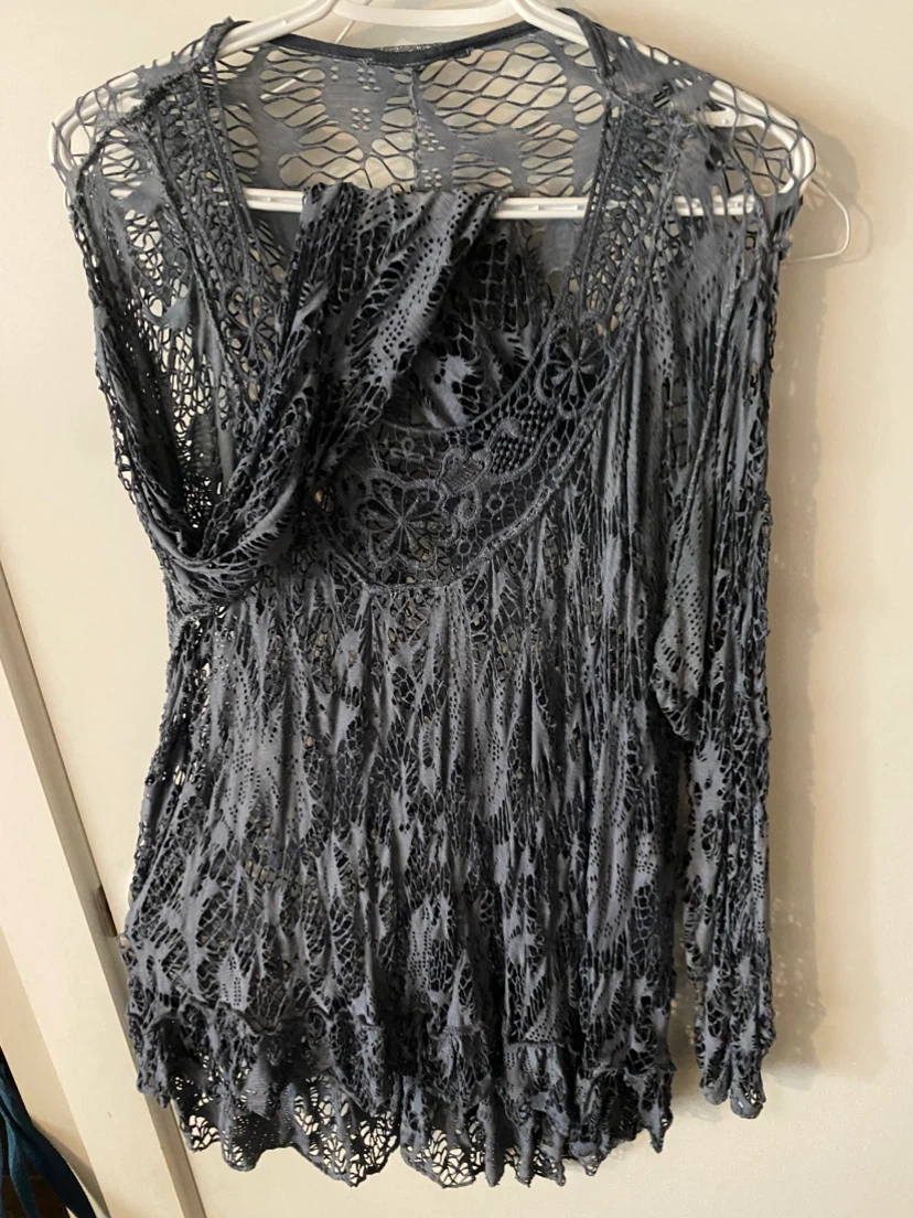 Grey Lace Long Sleeve Top - photo 2