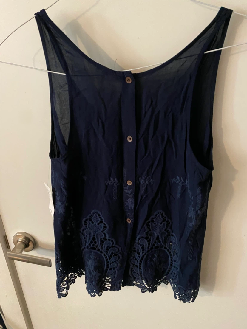 Free People Navy Sleeveless Embroidered Top - photo 2