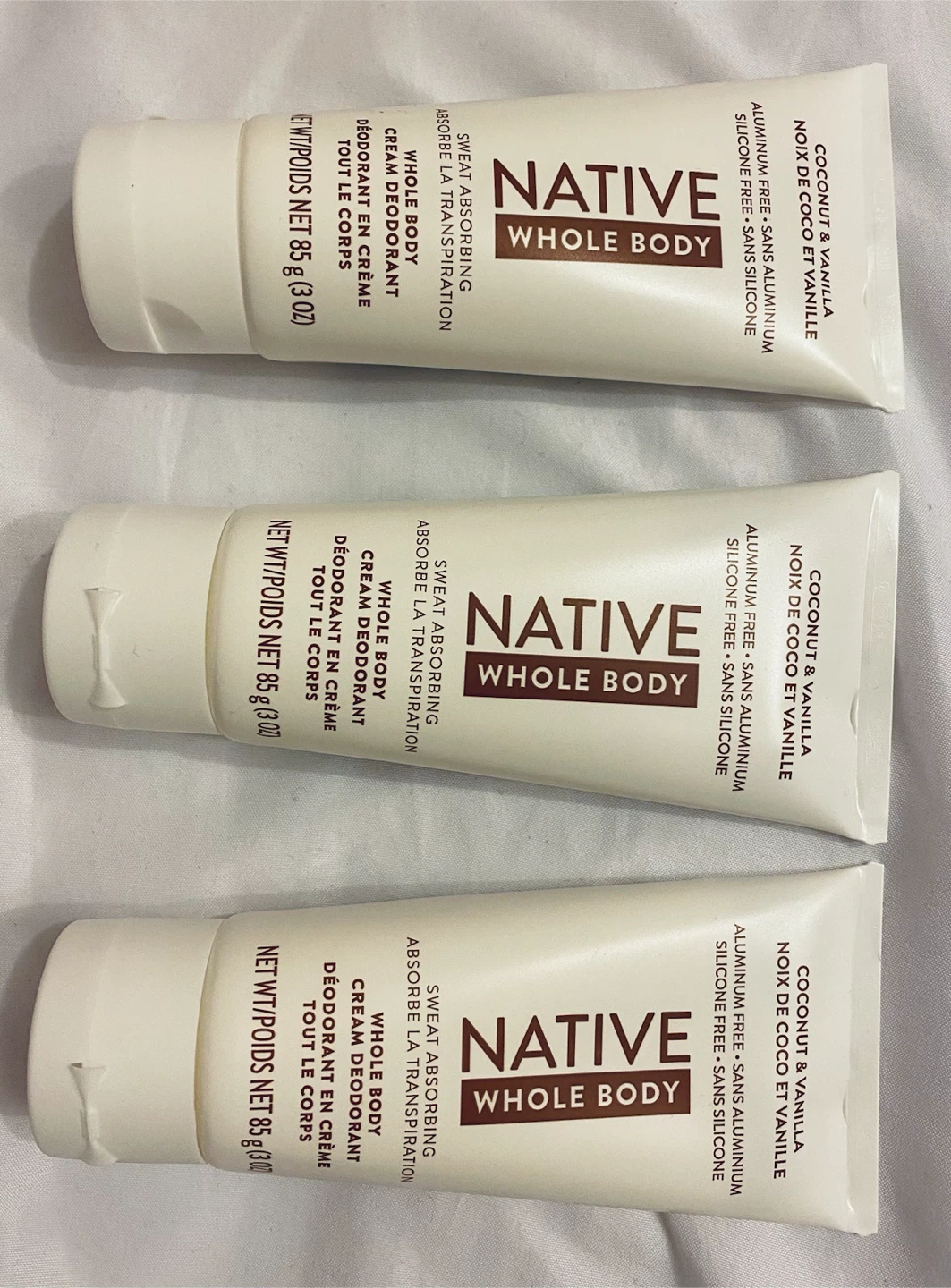 3 Native Whole Body Cream Deodorants - Coconut & Vanilla
