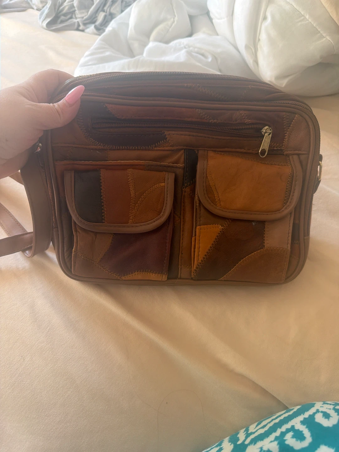 Vintage Multi-Tone Leather Crossbody Bag