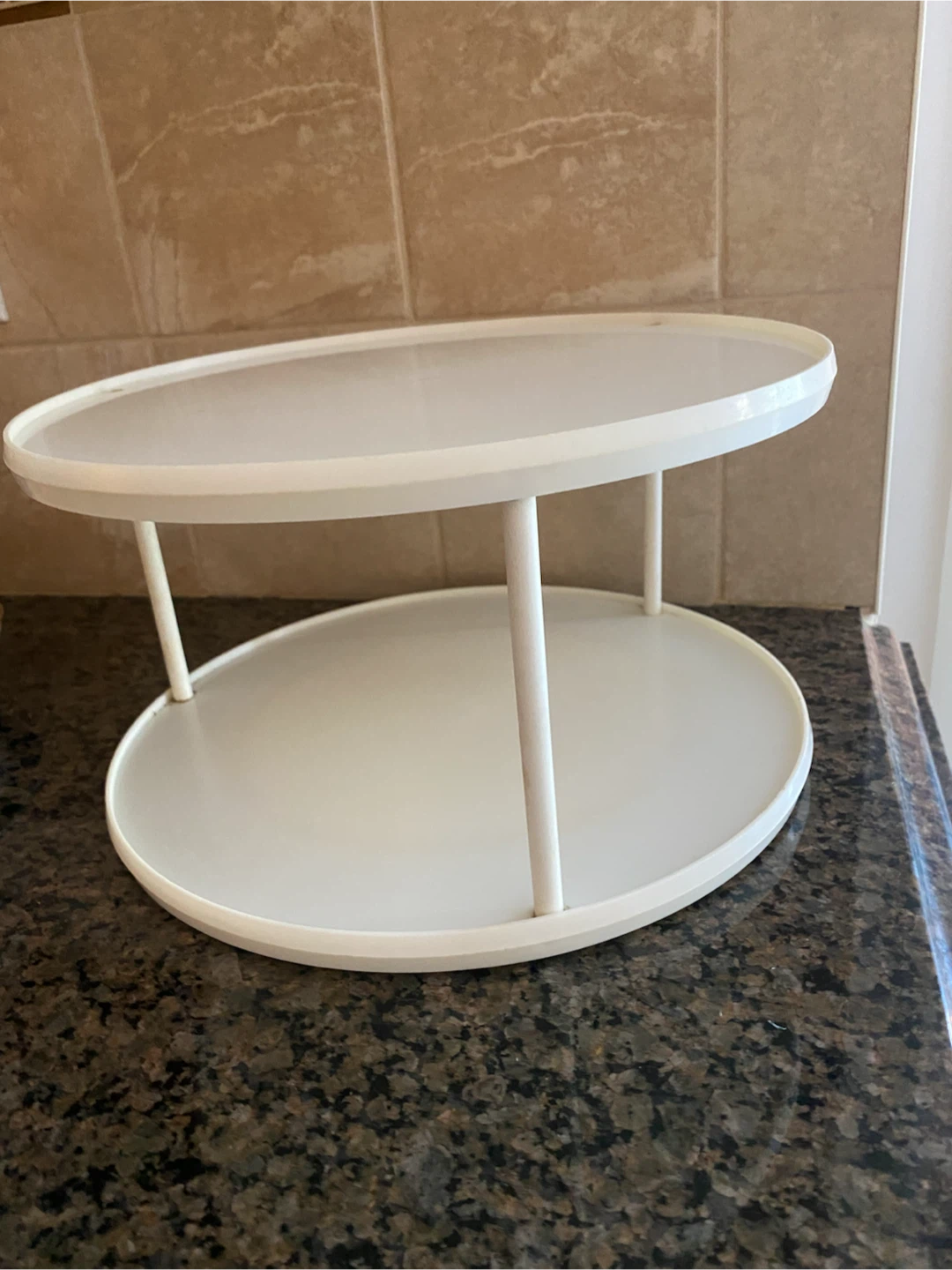 Two-Tier Lazy Susan White Rotating Organizer