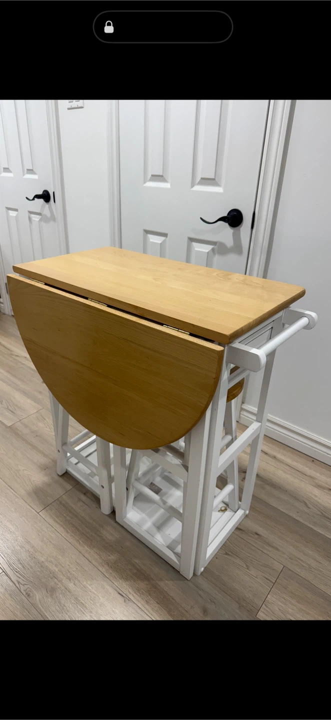 Drop Leaf Kitchen Island Table with Two Stools