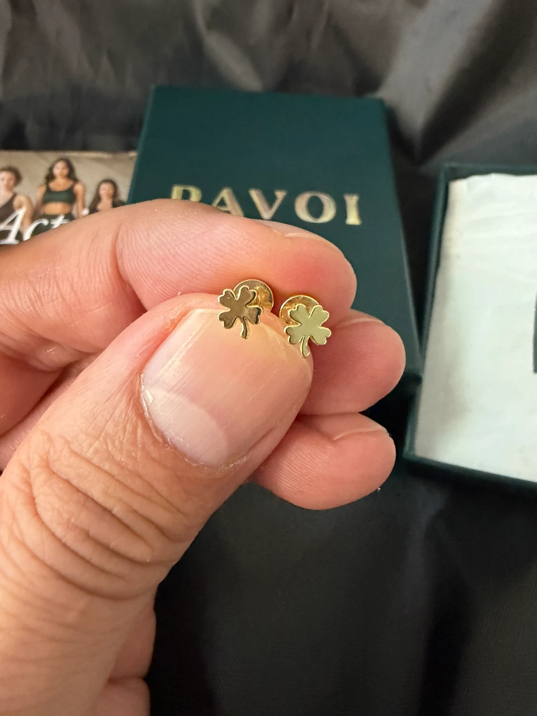 PAVOI Gold Clover Stud Earrings
