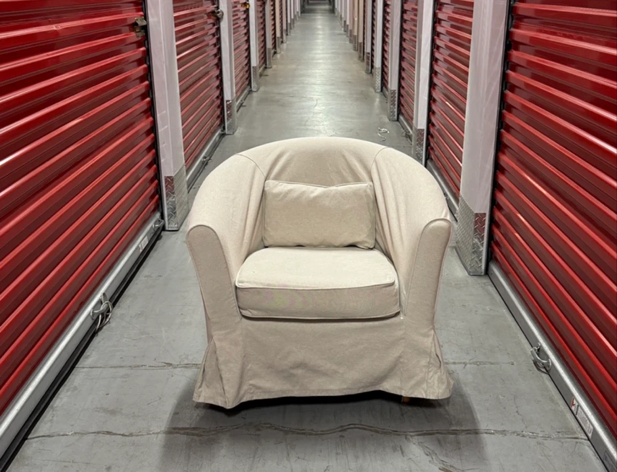 Beige Slipcovered Armchair
