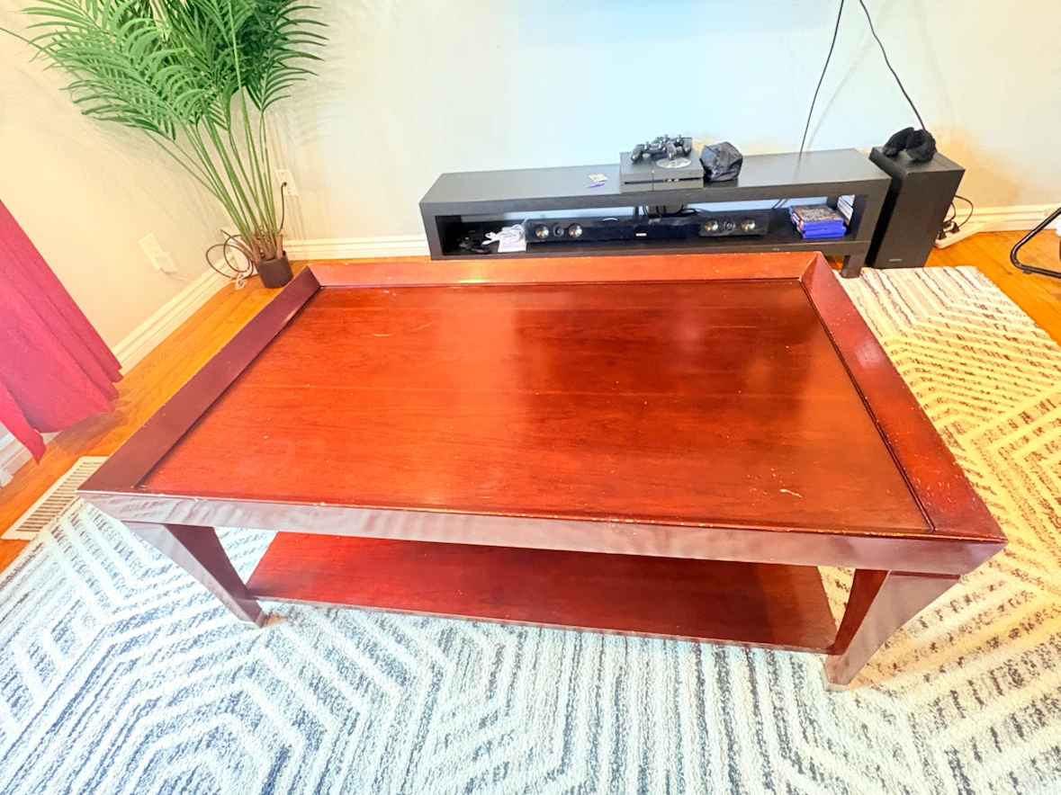 Red Wooden Coffee Table & IKEA couch - photo 4