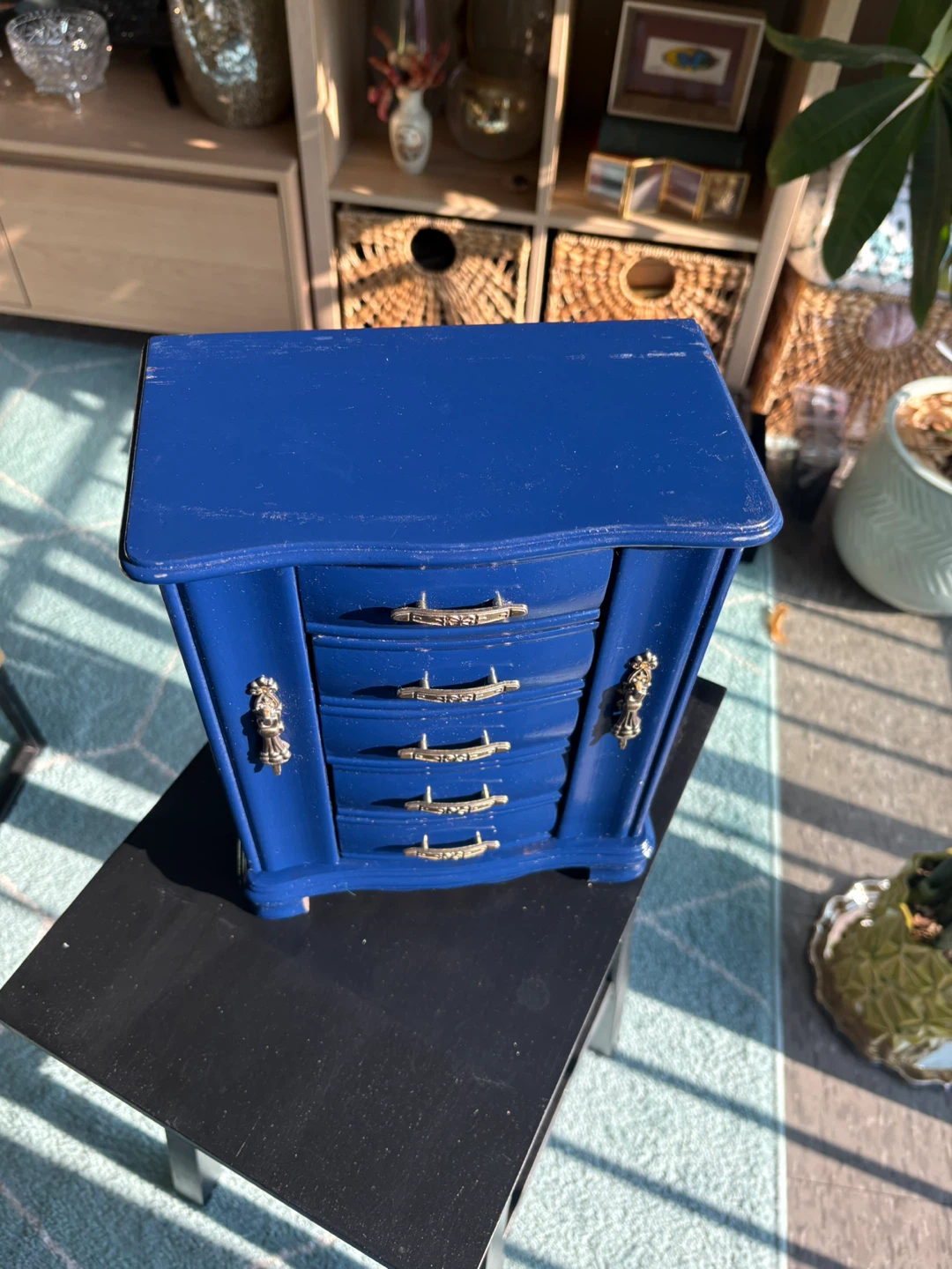Blue Wooden Jewellery Box with Drawers - photo 2