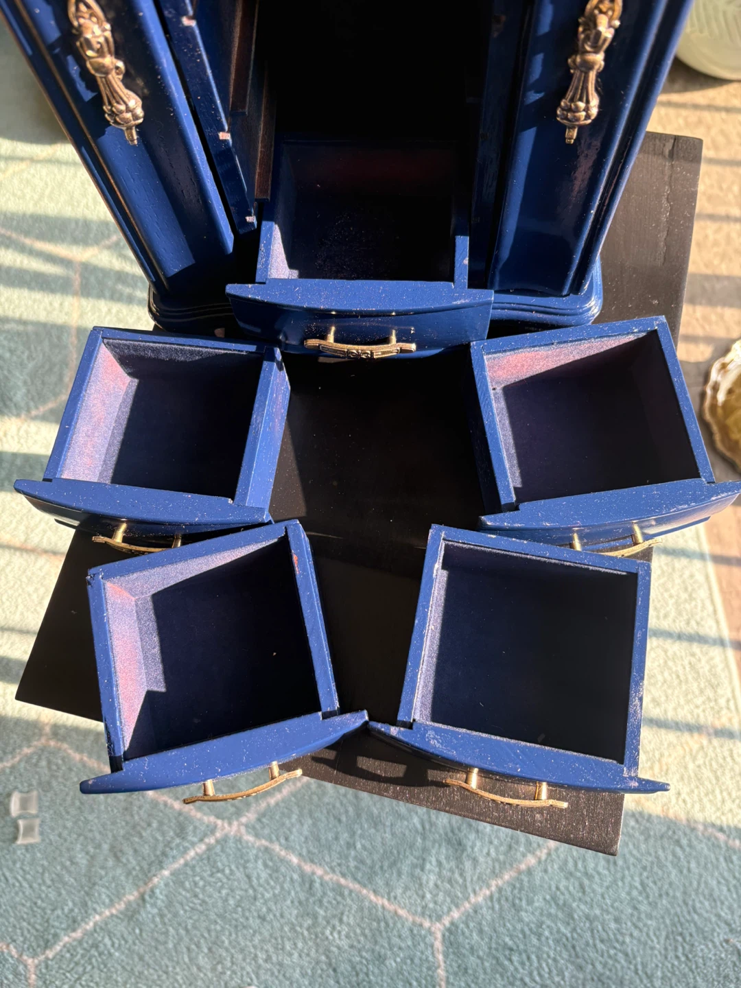 Blue Wooden Jewellery Box with Drawers - photo 4