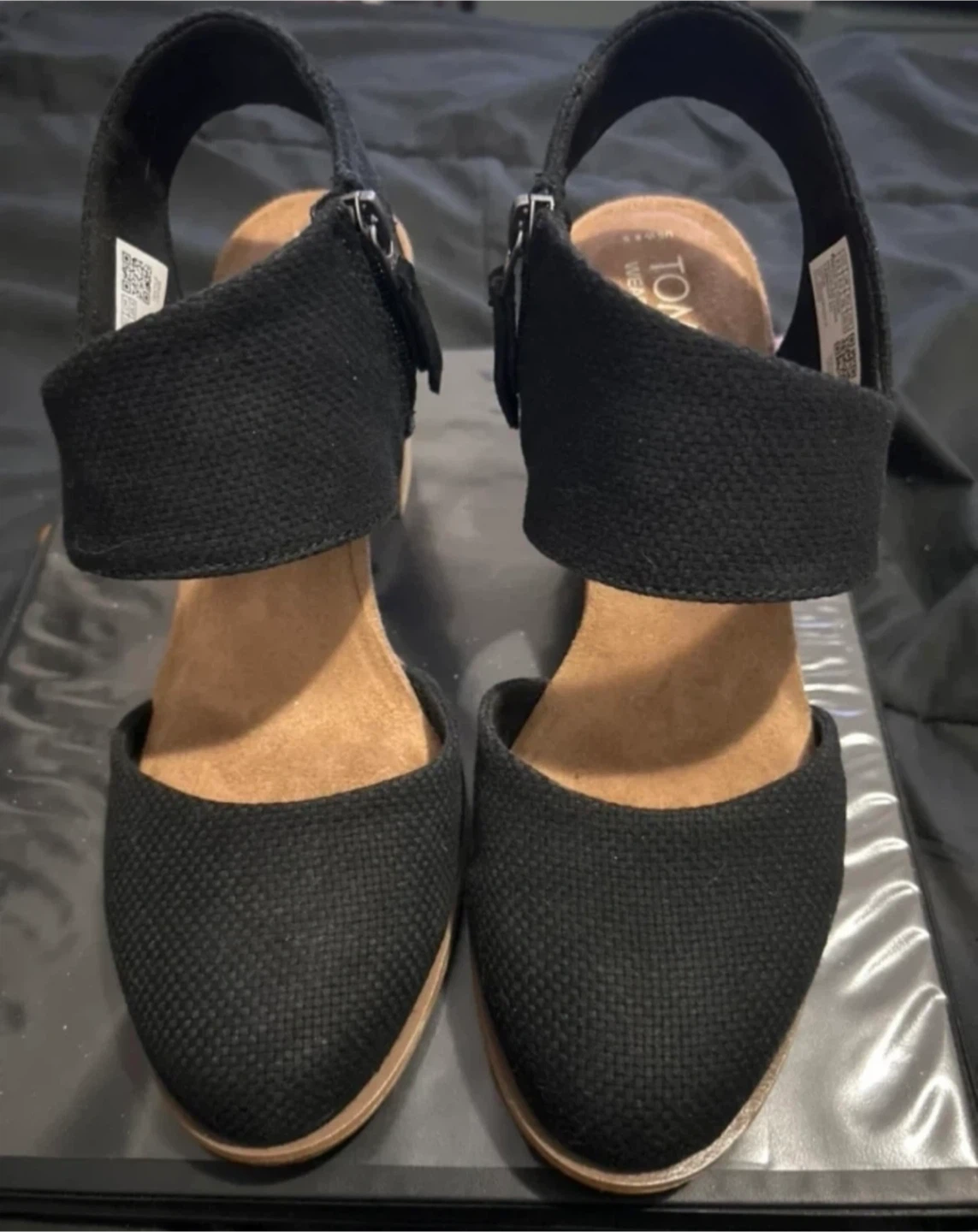 TOMS Black Wedges