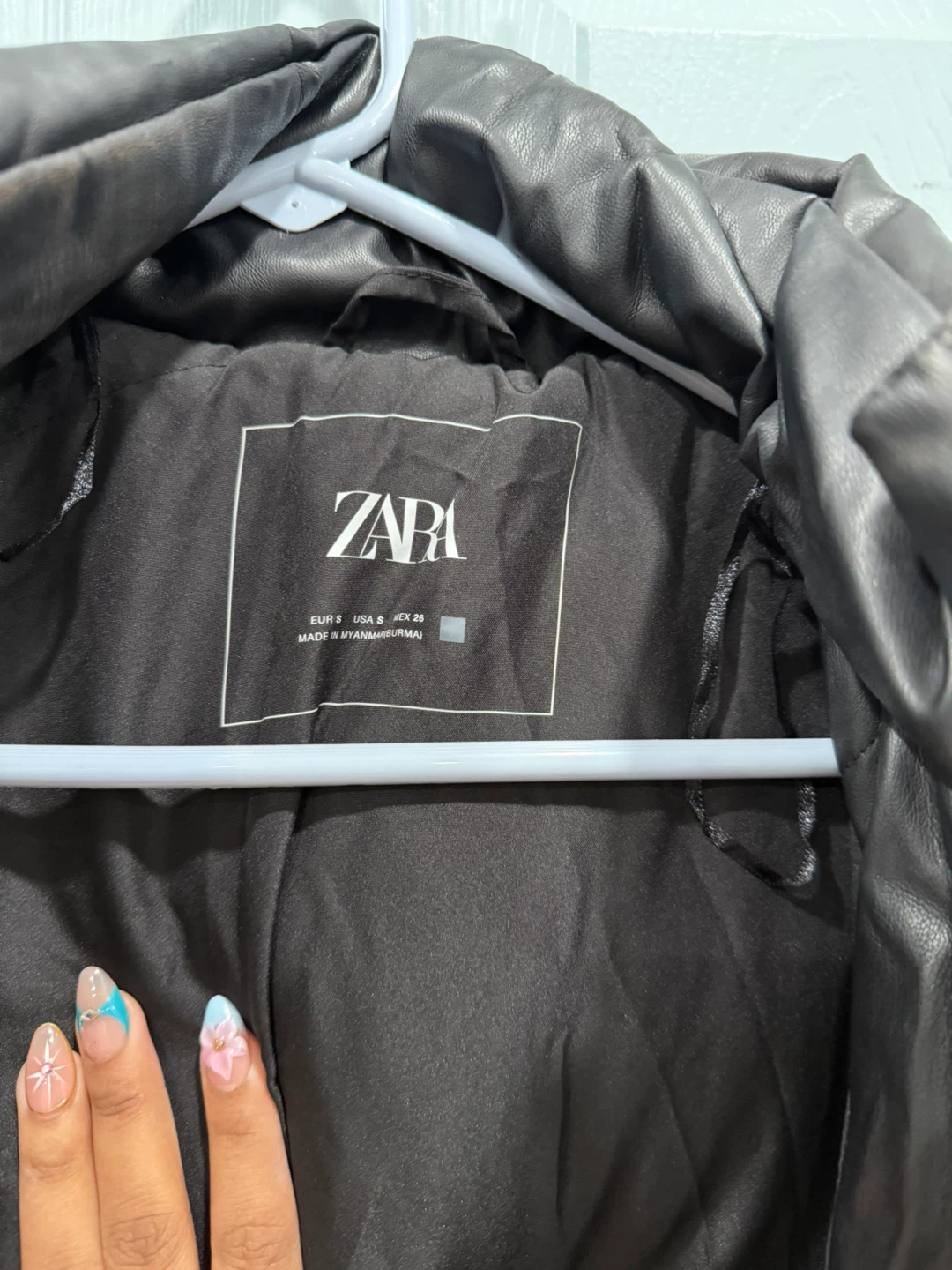 Zara Black Faux Leather Puffer Jacket - photo 2