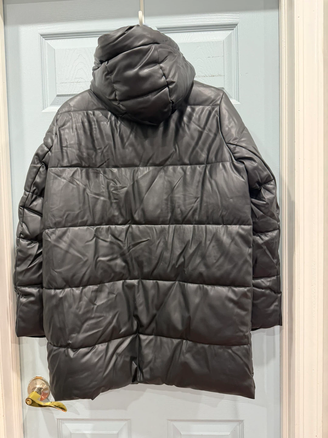 Zara Black Faux Leather Puffer Jacket - photo 3
