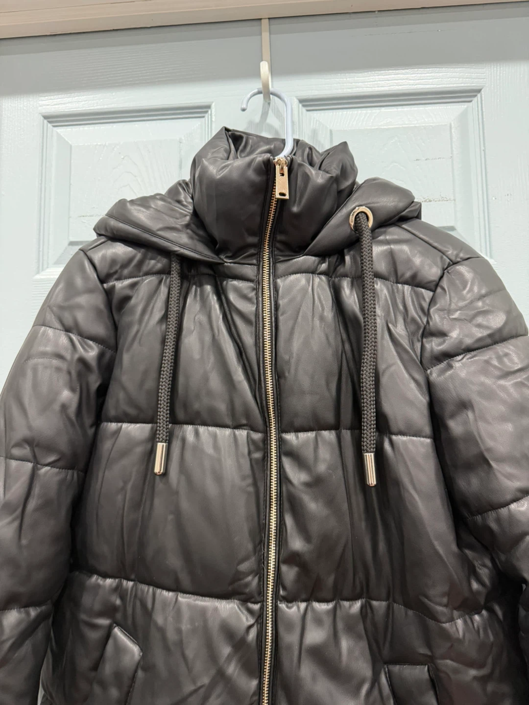 Zara Black Faux Leather Puffer Jacket - photo 4