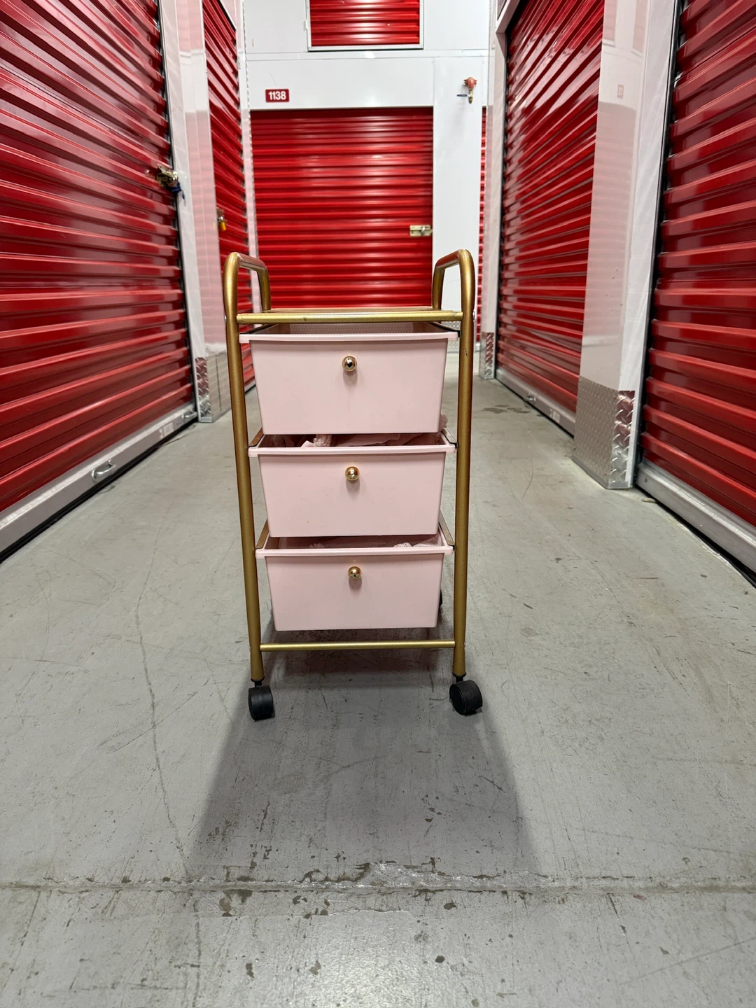 3-Tier Rolling Cart with Pink Drawers