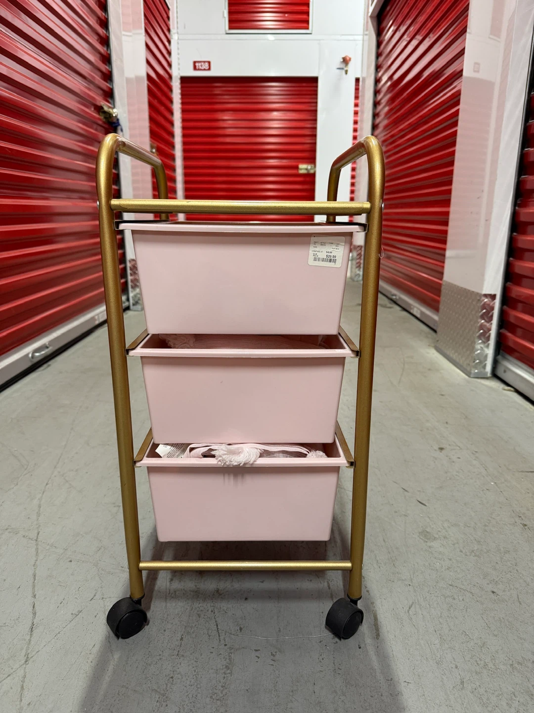 3-Tier Rolling Cart with Pink Drawers - photo 2