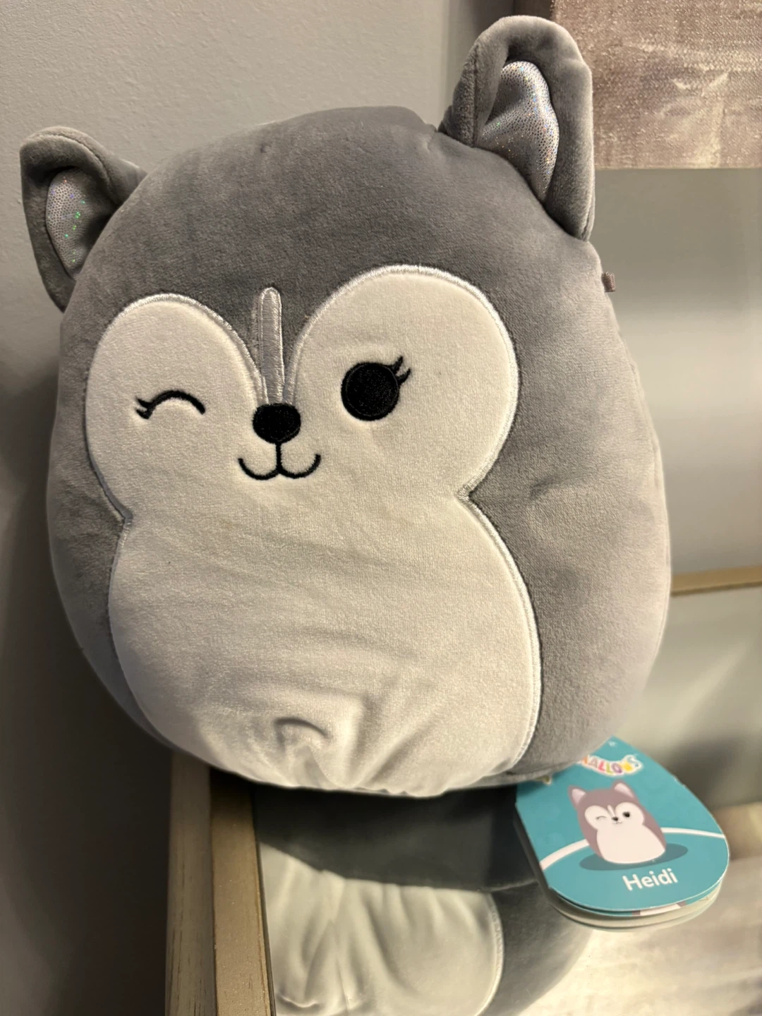 10” Squishmallow gray fox plush toy NWT “Heidi”